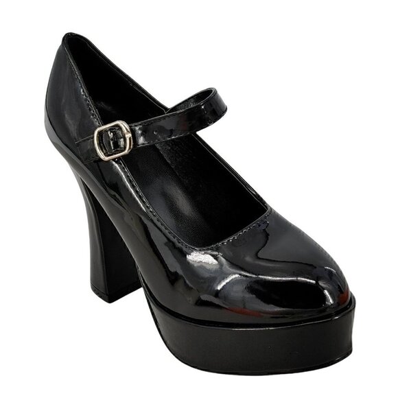 ELLIE 557-Eden Black Patent Leather Platform Mary Janes Size 9 Good Pre-Owned - Picture 1 of 8